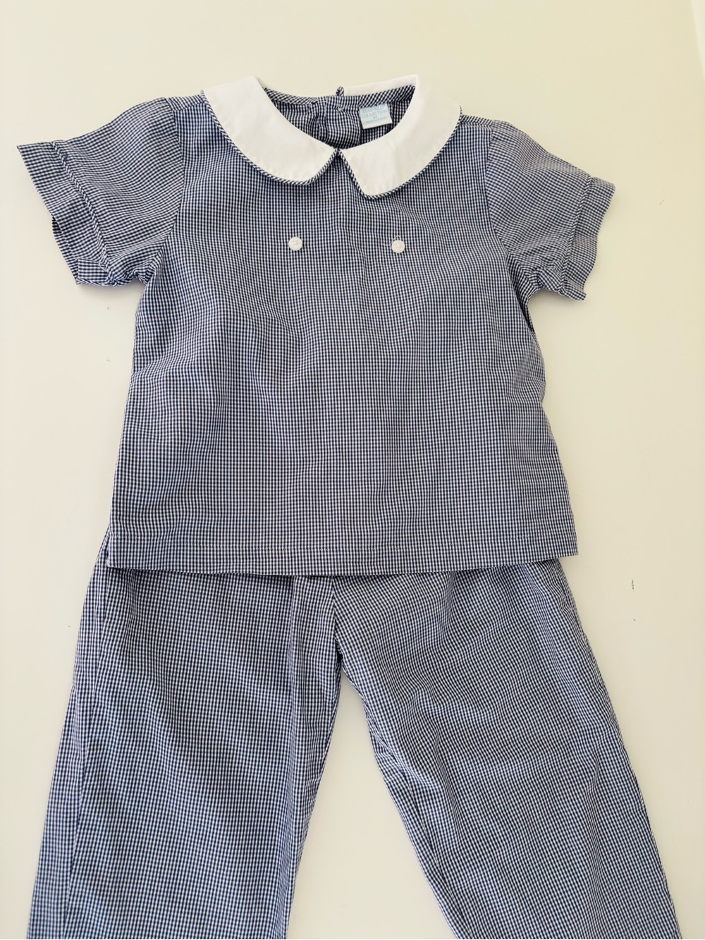 Edgehill Collection Navy and White Gingham Kids Matching Set